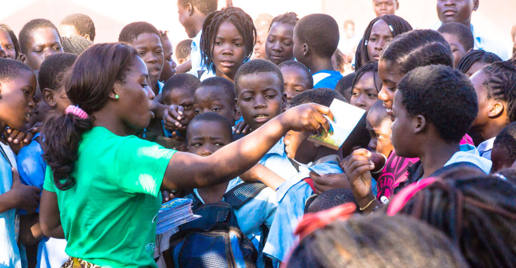 Veronica distributes hundreds of Little Zebra Books to children in Tete, Mozambique every week.